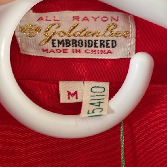 Embroidered kimono Negligee Two pockets Damask satin fabric tone-on-tone pattern - Picture 2 of 10